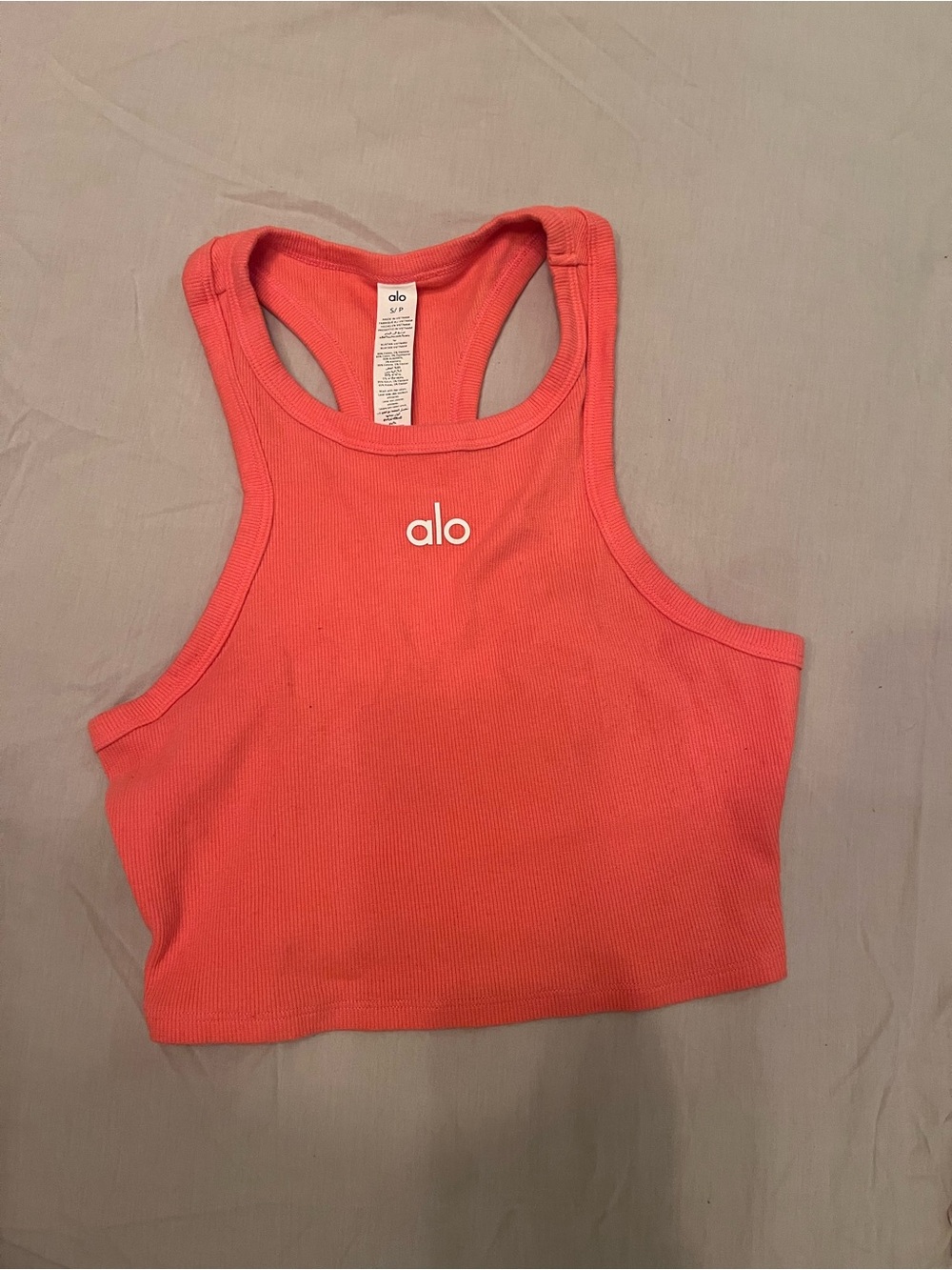 ALO Yoga Coral Ribbed Racerback Crop Top
